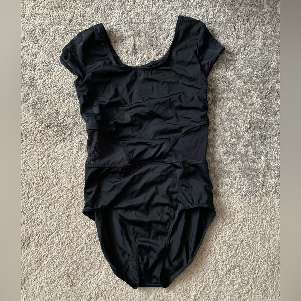 Balera Black Cap Sleeve Mesh Inser Leotard